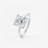 Princess Half Bezel Lab Grown Diamond Engagement Ring