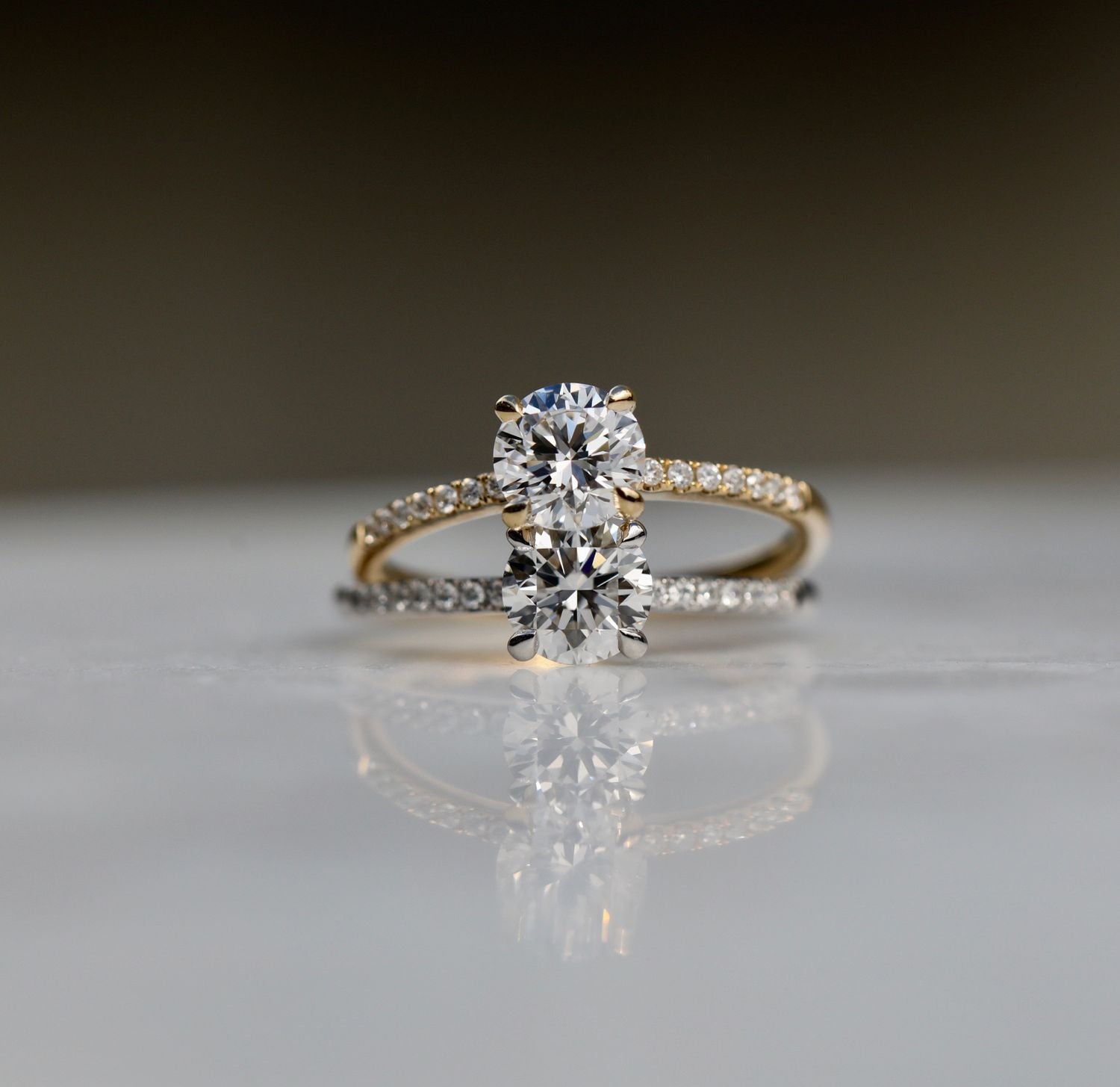 0.85 CT Round Cut Pave CVD E/VS1 Diamond Engagement Ring 8