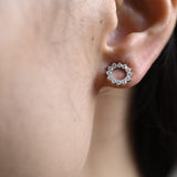 0.50 TCW Round Cut Moissanite Flower Shape Earrings in Gold 4