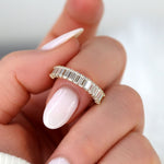 Stunning 1.5 TCW Emerald Moissanite Stones Half Eternity  Wedding Bands 7