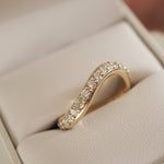 Stunning 0.4 TCW Round Moissanite Stones Curved Wedding Band 3