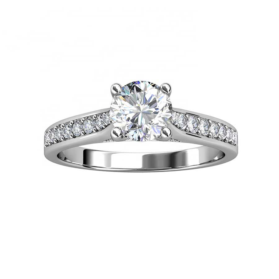 Round Cut Channel Setting Cubic Zirconia in 925 Sterling Silver Ring 1