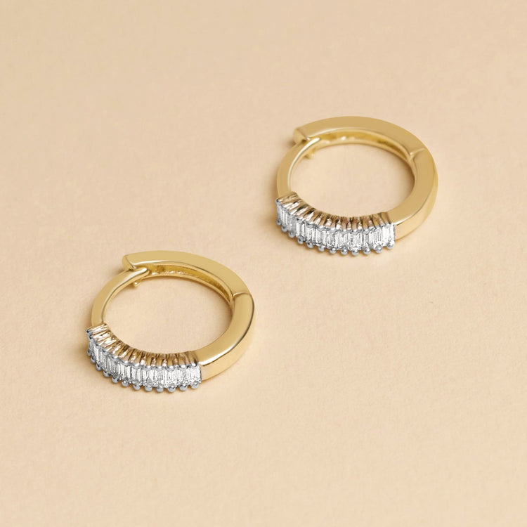 1.0 TCW Baguette Cut Moissanite Huggies Earrings in Gold 8