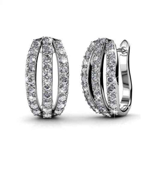 Round Cut Cubic Zirconia in 925 Sterling Silver Earrings 2