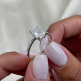 Stunning 2.0 CT Emerald Moissanite Engagement Ring with Pave Design 5
