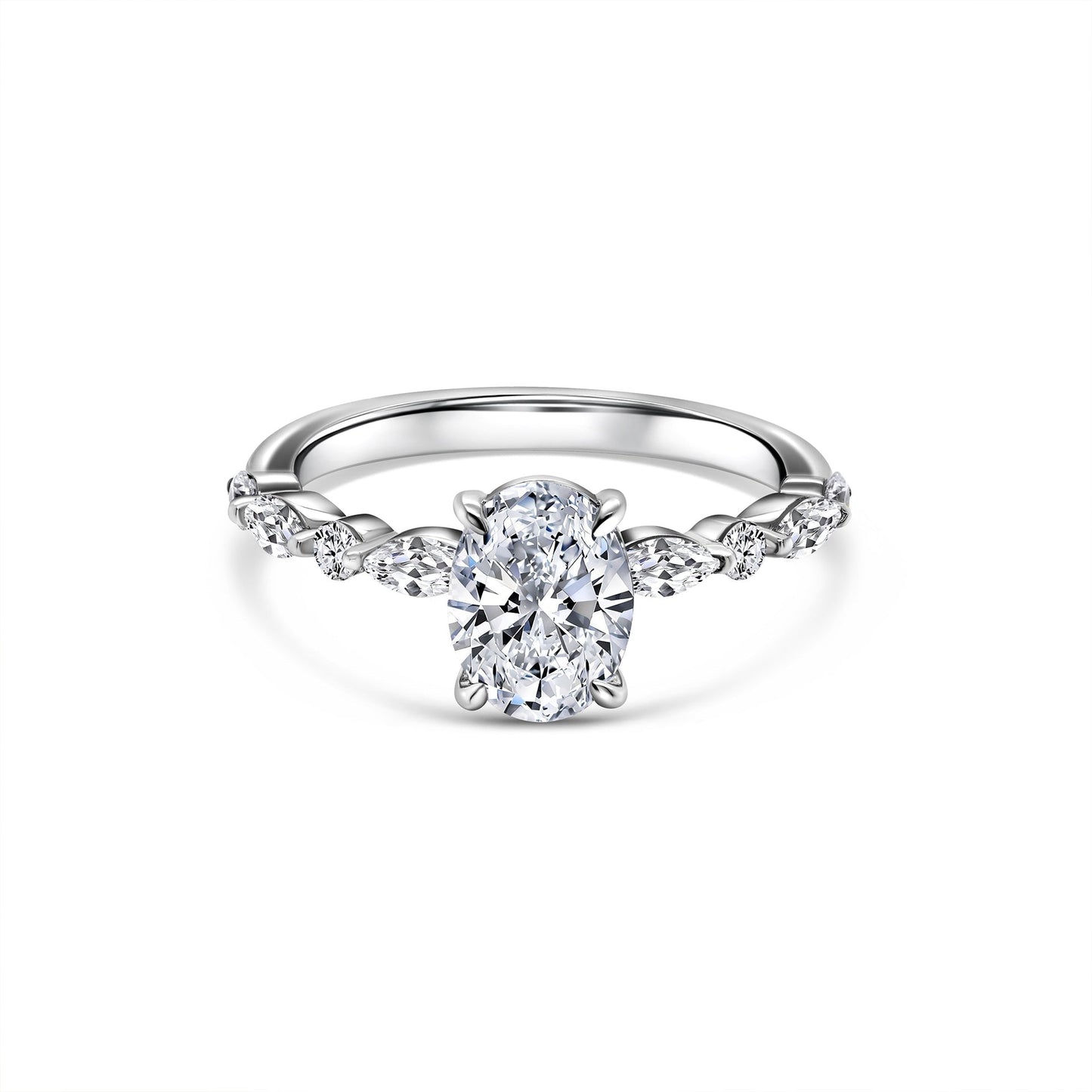 Stunning 1.5 CT Oval  Moissanite Engagement Ring with Pave Design 1