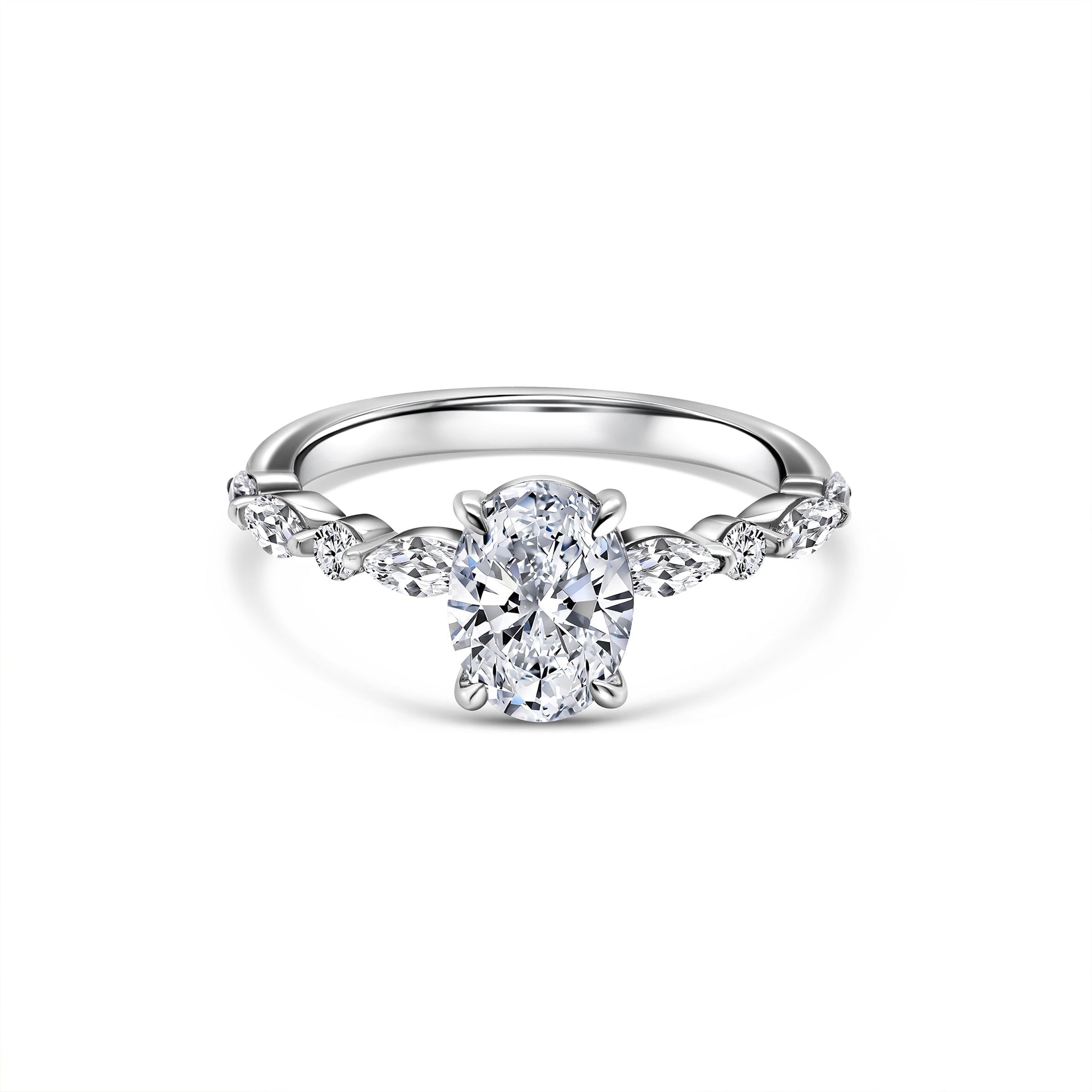 Stunning 1.5 CT Oval  Moissanite Engagement Ring with Pave Design 1
