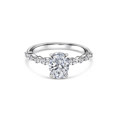 Stunning 1.5 CT Oval  Moissanite Engagement Ring with Pave Design 1