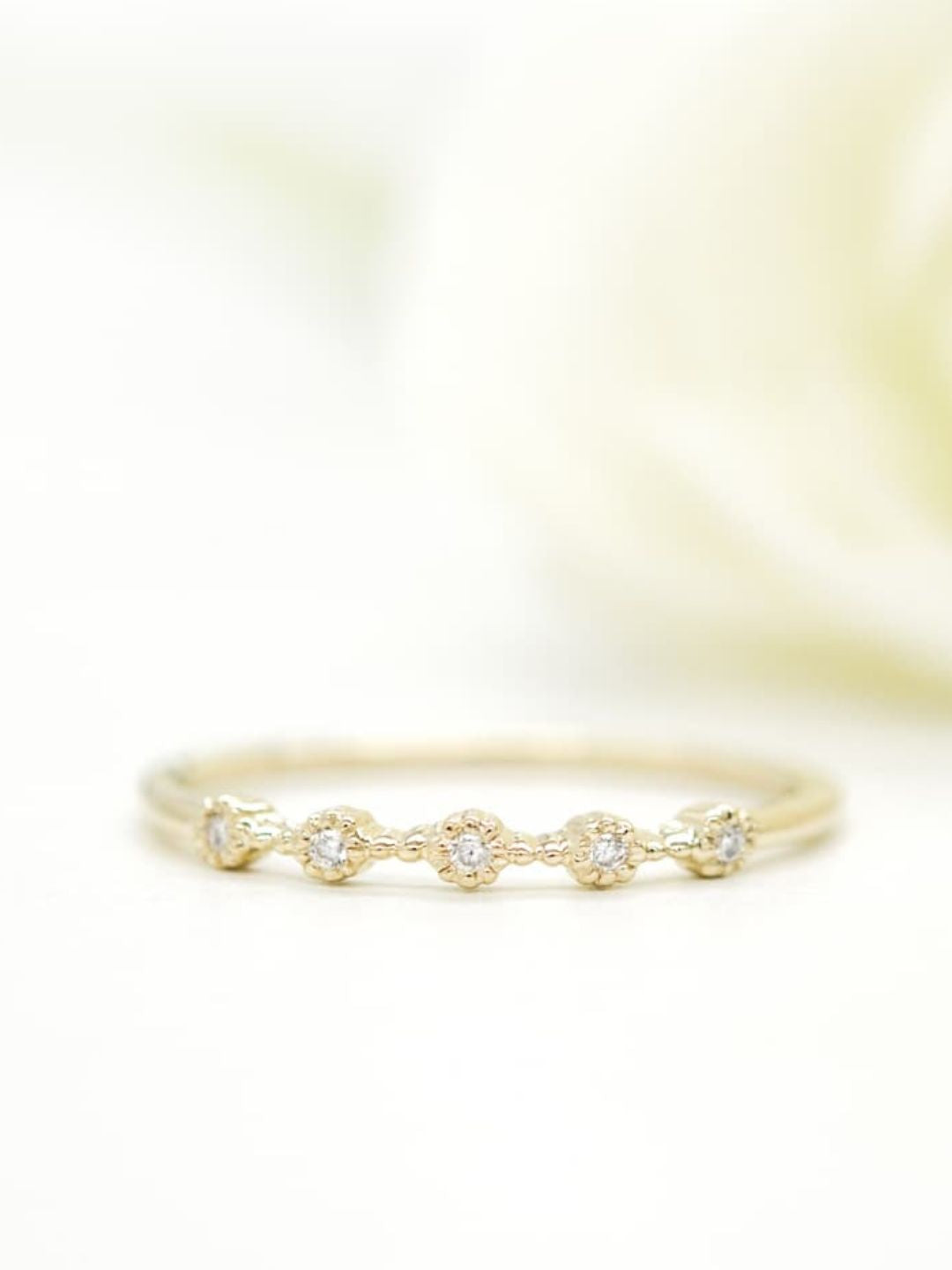 Stunning 0.2 TCW Round Moissanite Stones 5 Stones Wedding Bands 2