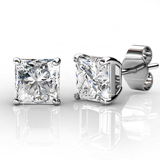Round Cut Cubic Zirconia in 925 Sterling Silver Earrings 1