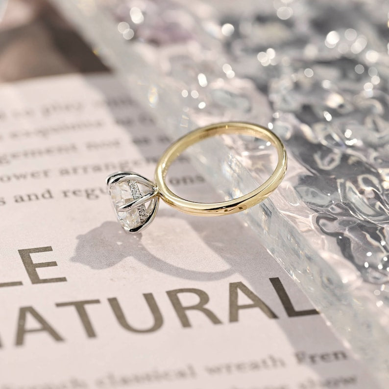 Stunning 2.5 CT Round Moissanite Engagement Ring with Hidden Halo Design 6