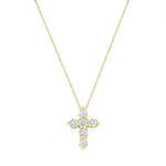 0.50 TCW Round Cut Moissanite Diamond Cross Pendant Necklace in Solid Gold 1