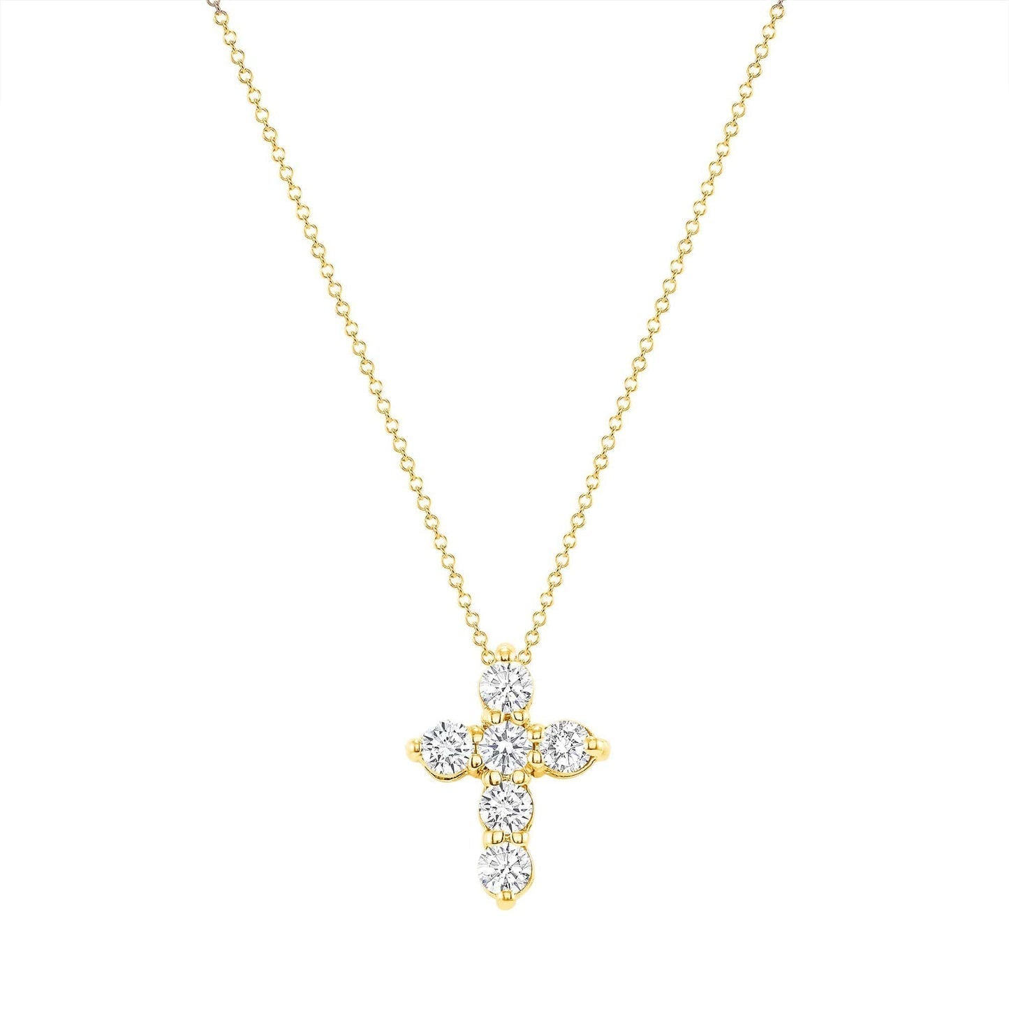 0.50 TCW Round Cut Moissanite Diamond Cross Pendant Necklace in Solid Gold 4