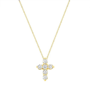 0.50 TCW Round Cut Moissanite Diamond Cross Pendant Necklace in Solid Gold