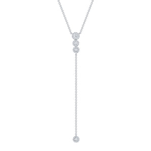 0.50 CT Round Moissanite Diamond Lariat Necklace in Solid Gold