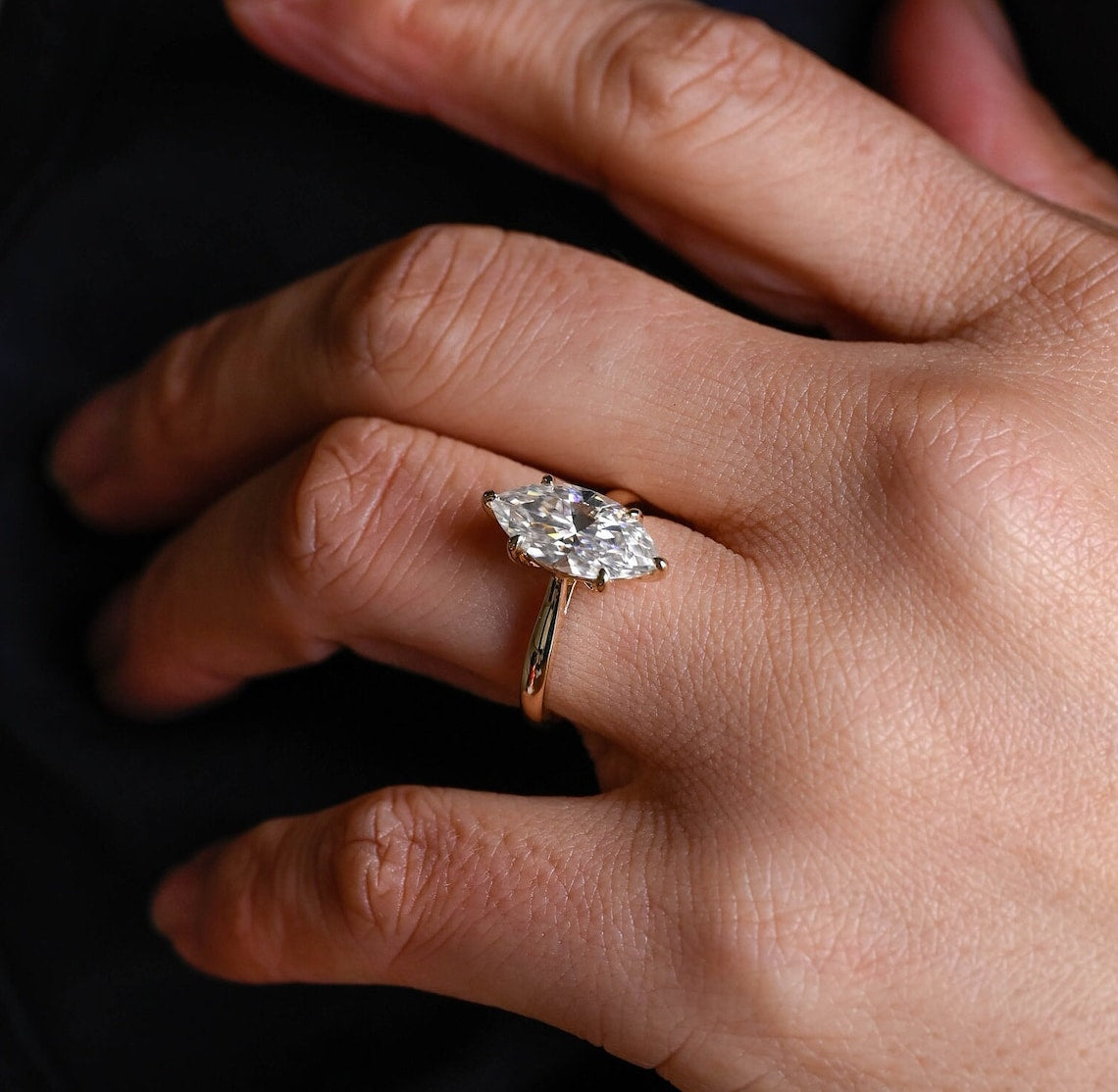 Stunning 2.0 CT Marquise Cut Moissanite Engagement Ring with Solitaire Design 8