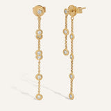 0.50 TCW Round Cut Moissanite Bezel Thread Earrings in Gold 1