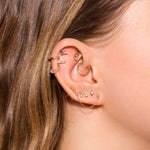 0.20 TCW Round Cut Moissanite Chained Topaz Double Earrings in Gold 7