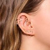 0.20 TCW Round Cut Moissanite Chained Topaz Double Earrings in Gold 7