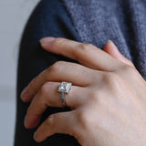 Stunning 1.0 - 2.0 CT Princess Moissanite Engagement Ring with Halo Design 6