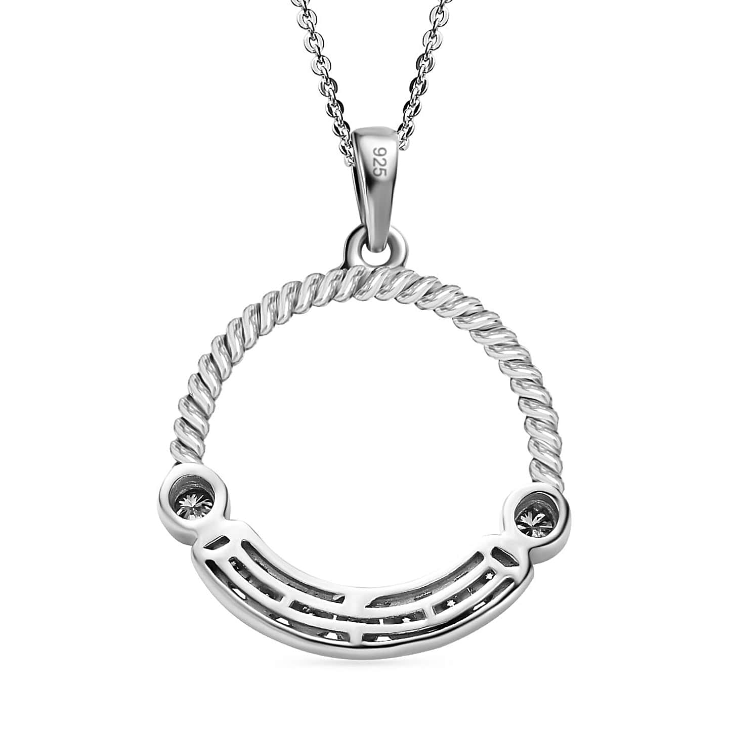 Round Cut Cubic Zirconia in 925 Sterling Silver Necklace 5