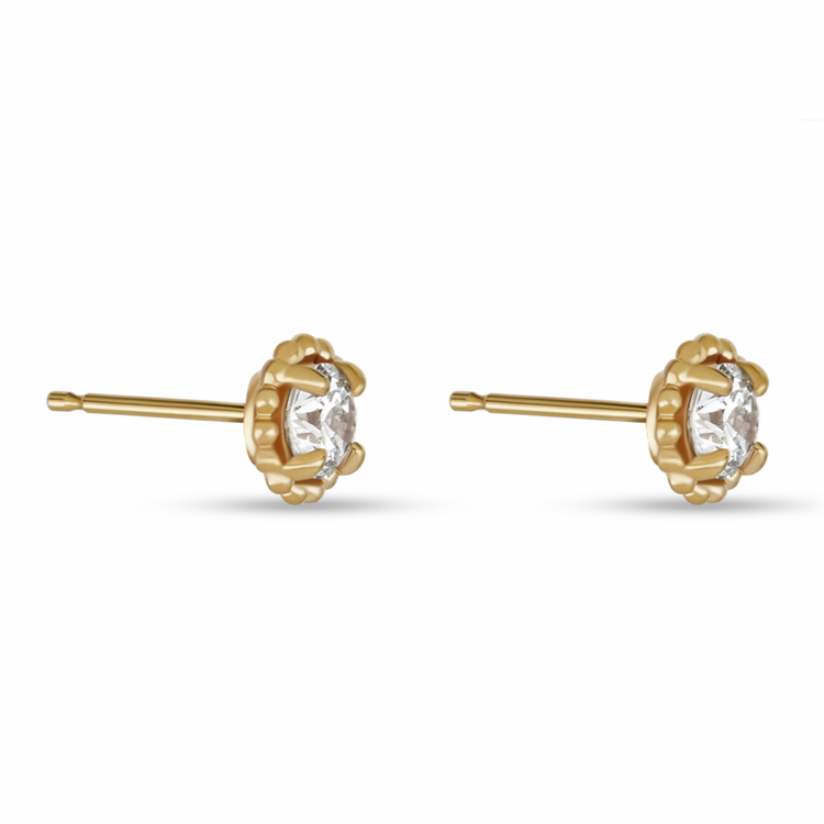 2.0 TCW Round Cut Moissanite Solitaire Stud Earrings in Gold 4