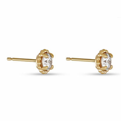 2.0 TCW Round Cut Moissanite Solitaire Stud Earrings in Gold 4