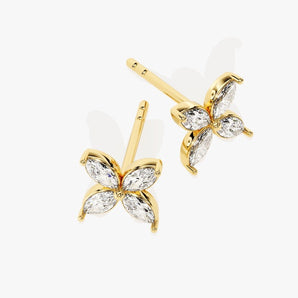 0.50 TCW Marquise Cut Moissanite Stud Earrings in Gold