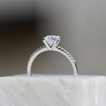0.85 CT Round Cut Pave CVD E/VS1 Diamond Engagement Ring 6