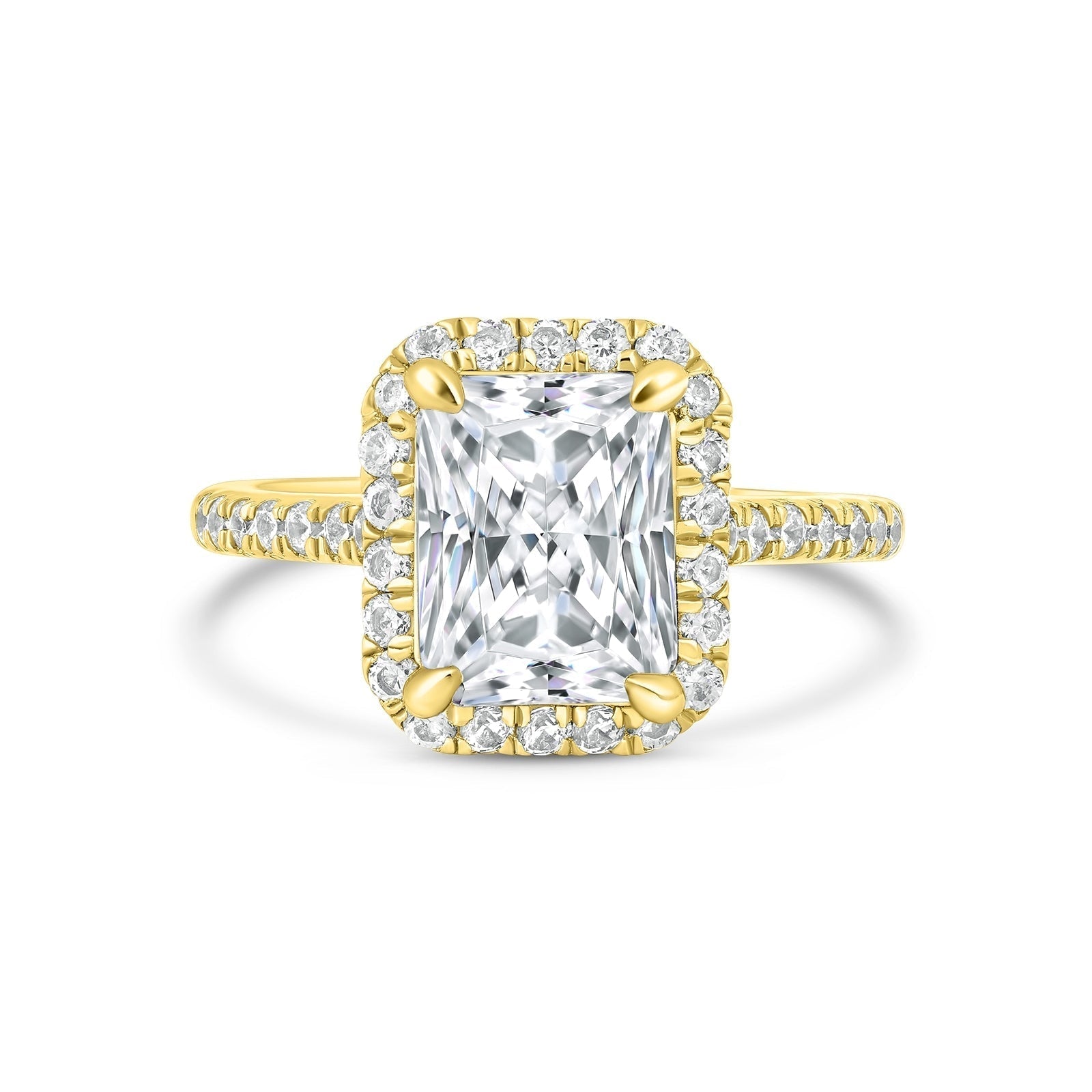 Stunning 3.5 CT Radiant Moissanite Engagement Ring with Pave and Halo Design 1