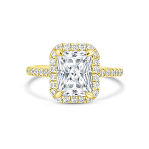 Stunning 3.5 CT Radiant Moissanite Engagement Ring with Pave and Halo Design