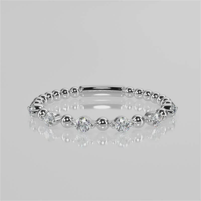 Stunning 0.15 TCW Round Moissanite Stones Beaded Wedding Bands 4