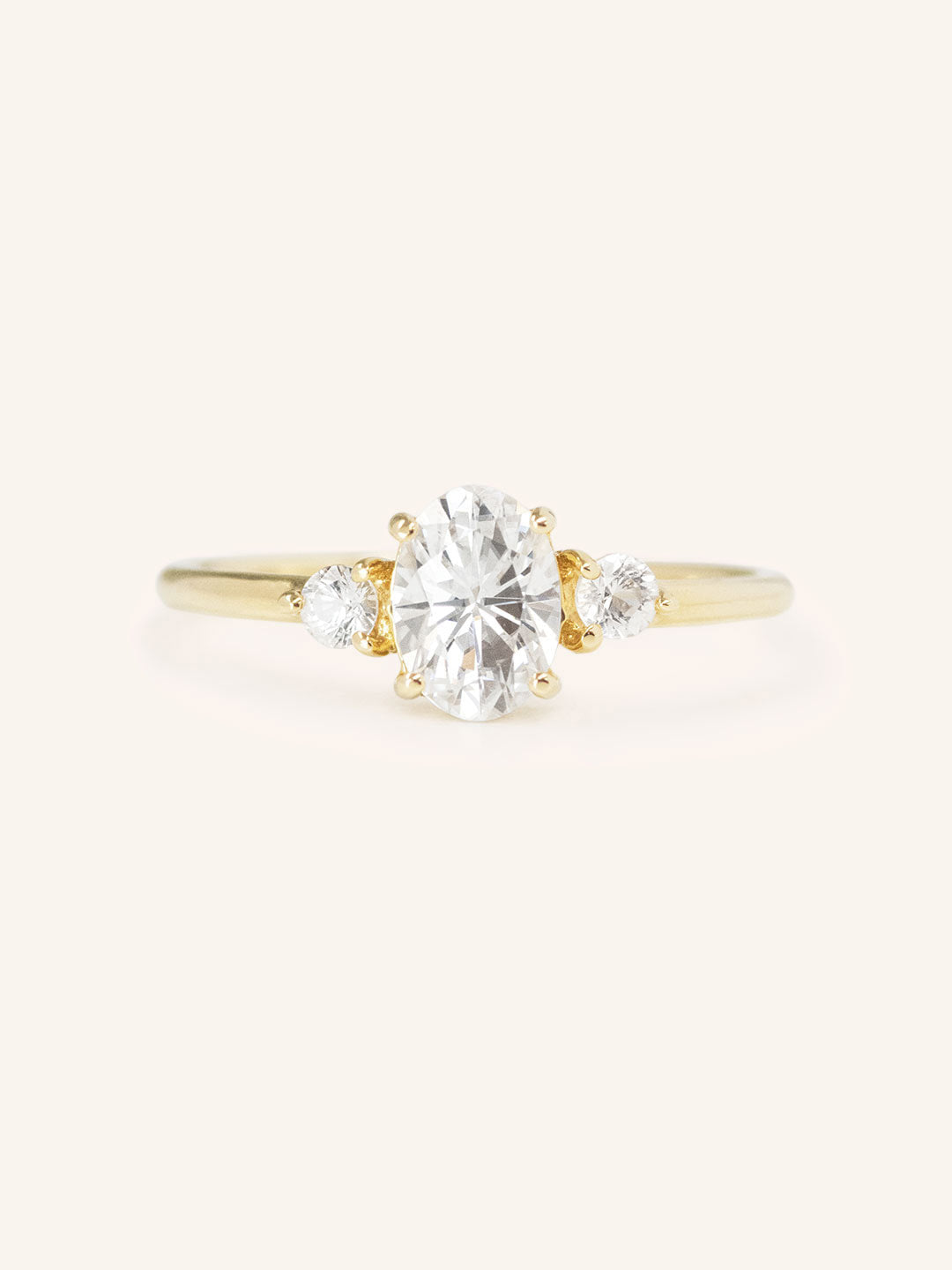 Stunning 1 CT Oval Moissanite Engagement Ring With Three Stone Design 1