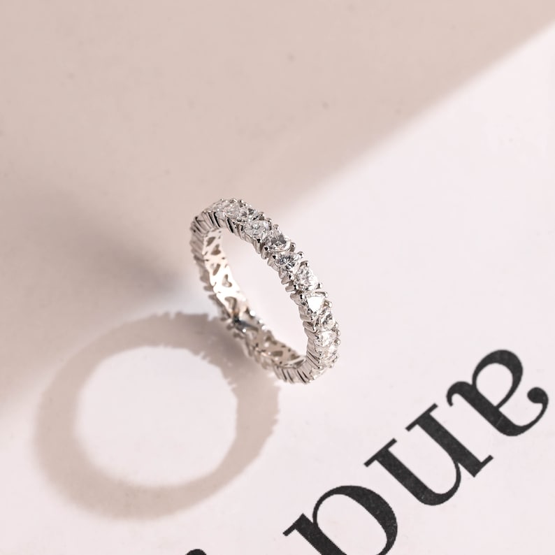 Stunning 0.3 TCW Round Moissanite Stones Half Eternity Wedding Band 5