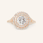 Stunning 1.0 CT Round Moissanite Engagement Ring with Double Halo and Pave Design 6