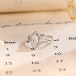 Stunning 1.0 CT Marquise Cut Moissanite Engagement Ring with Halo Split Shank Pave Design 2