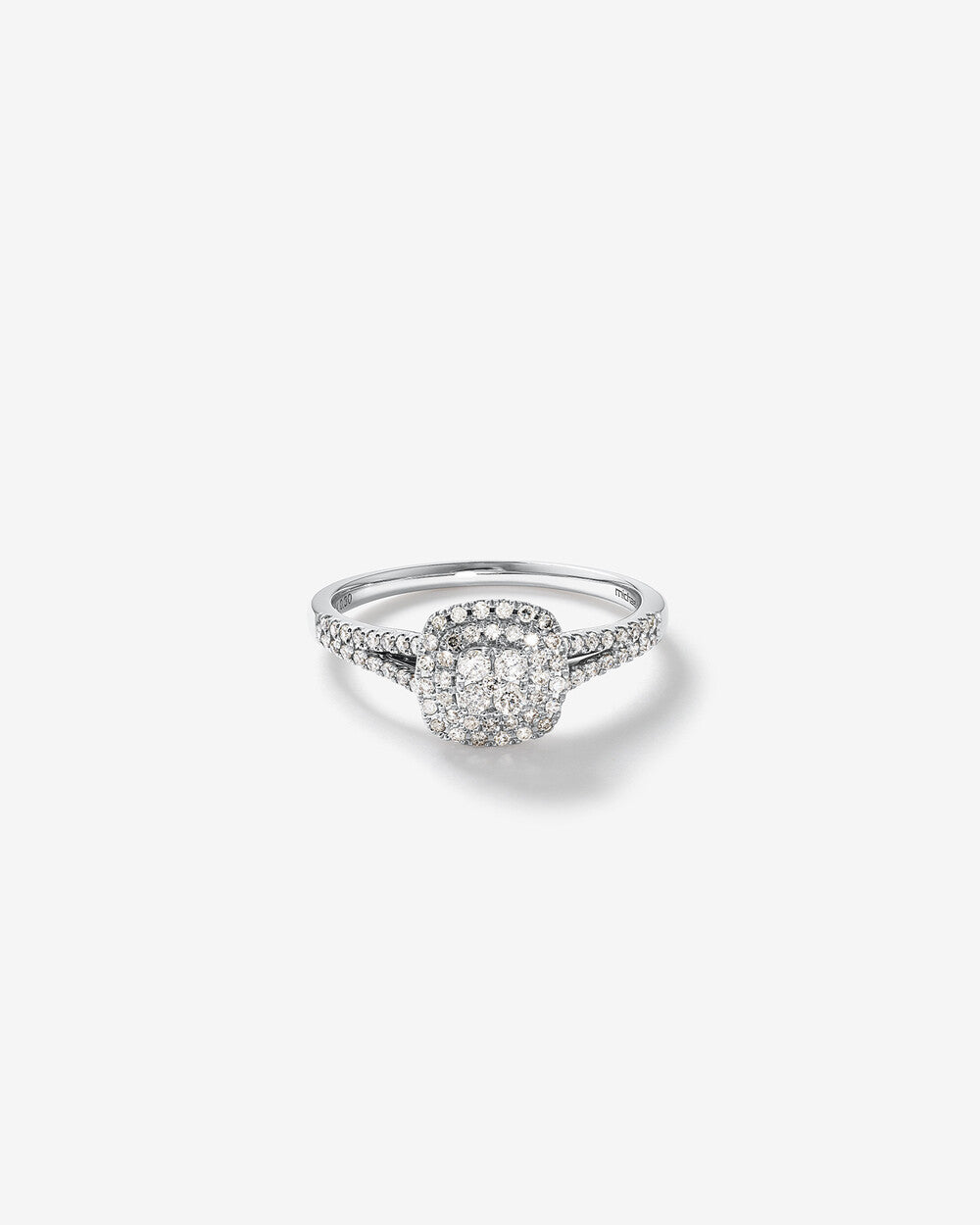 Stunning 0.3  TCW Round Moissanite Engagement Ring With Cluster Design 1