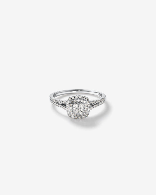 Stunning 0.3  TCW Round Moissanite Engagement Ring With Cluster Design 1