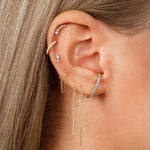 2.0 TCW Round Cut Moissanite Diamond Pave Stud Earrings in Gold 3