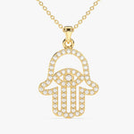 0.05 CT Round Moissanite Diamond Evil Eye Pendant Necklace in Solid Gold 1