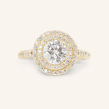 Stunning 1.0 CT Round Moissanite Engagement Ring with Double Halo & Pave Design 1