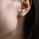 0.50 TCW Round & Pear Cut Moissanite Floral Stud Earrings in Gold 6
