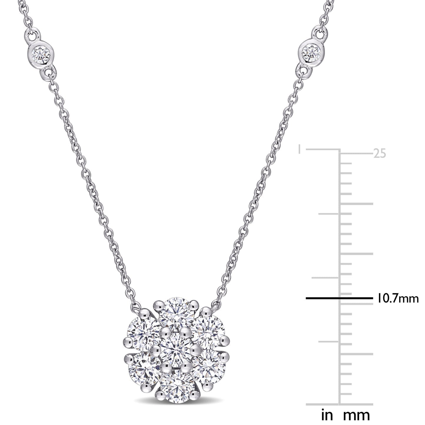 Round Cut Cubic Zirconia in 925 Sterling Silver Necklace 10