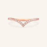Stunning 0.3 TCW Round Moissanite Stones Curved Wedding Band 4