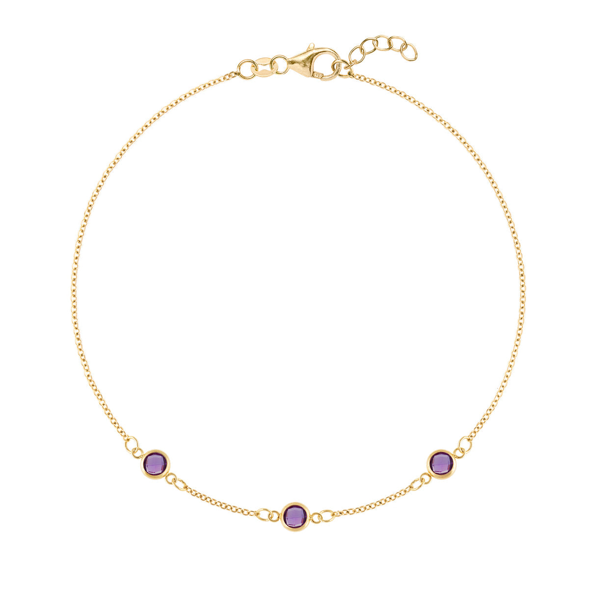 0.75 CT Round Amethyst Lab Made Diamond-February Birthstone Bracelet 1