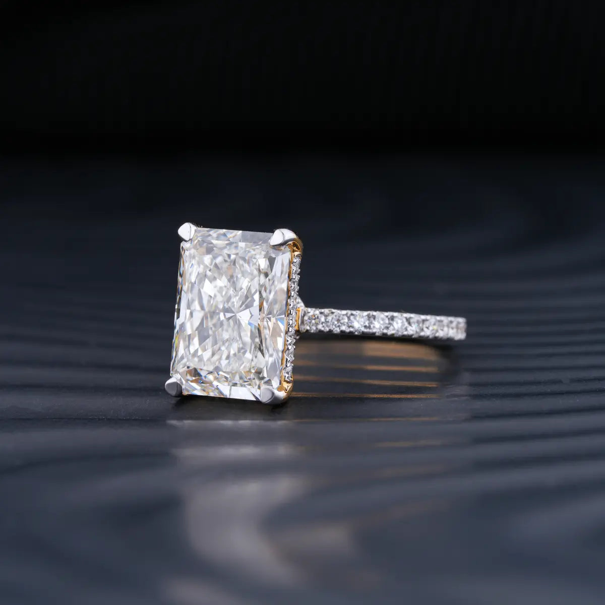Stunning 5.0 CT Radiant Moissanite Engagement Ring with Double Hidden Halo & Pave Design 2