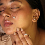 1.50 TCW Pear Cut Moissanite Two Stone Earrings in Gold 5