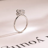 Stunning 1.0 - 2.0 CT Pear Moissanite Engagement Ring with Cluster Design 7