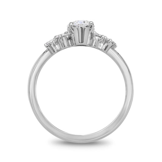 Stunning 0.5 CT Round Moissanite Stones Engagement Ring In Cluster Design 2