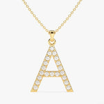 0.20 CT Round Moissanite Diamond Letter Pendant Necklace in Solid Gold 1